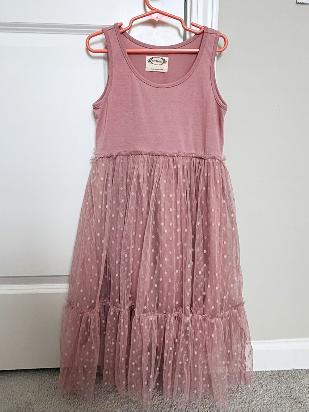 Joyfolie Girl Tulle skirt Leila Dress in Mauve size 7 Years EUC